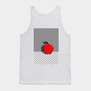 Red Pop Art Apple on black and white stripes and pattern Tank Top